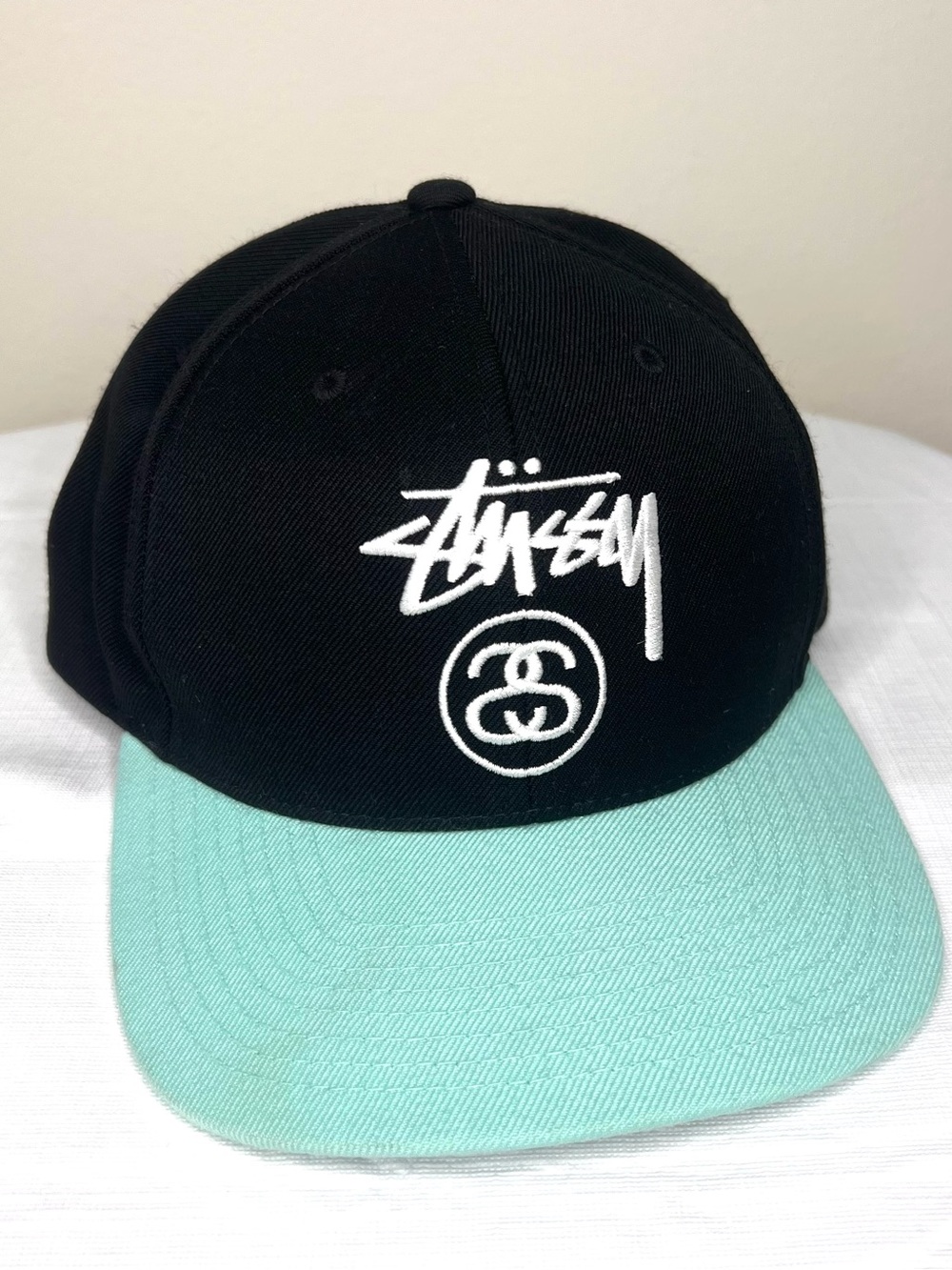 Stussy Starter Cap “The Natural” Wool Blend Snapback Hat Cap Black Teal